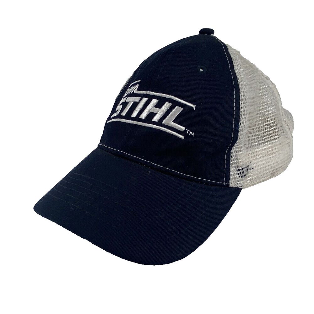 Stihl Outfitters Baseball Cap Trucker Hat Navy White Mesh Hat Cap Strap Back